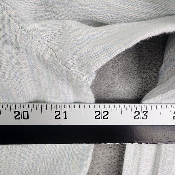 Men's Gap Shirt 100% Linen Light Blue & White Stripes Button-Up Long Sleeve M - Picture 10 of 12